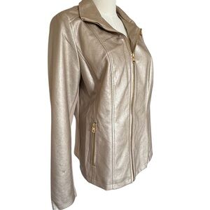 Marc New York Shimmering Silver Leather Jacket